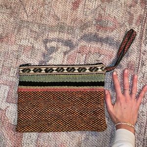 Boho wristlet woven clutch, medium/large